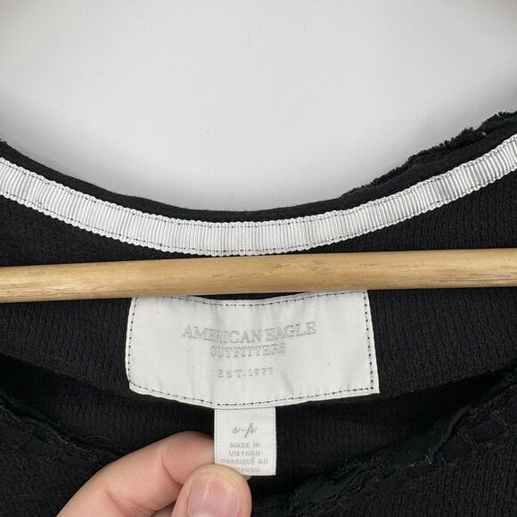 Vintage Y2K American Eagle Henley Top Small Button Bella Fitted Elena Ribbed - Picture 6 of 7